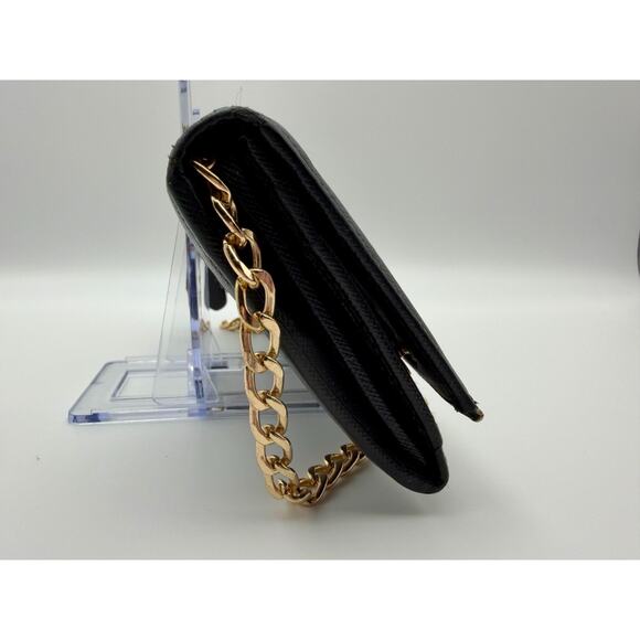 PRADA Black Saffiano Leather Womens Wallet on Chain Gold Hardware Authentic COA - Picture 5 of 15